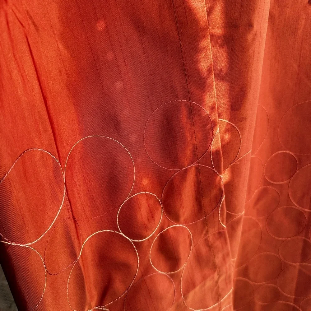 Set of 2 Taffeta Curtains drapes size 54” by 95” embroidered color copper